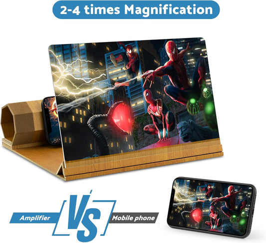 16' Screen Magnifier for Smartphone, Mobile Phone 3D Magnifier Screen Expander with Passive Light Source, Foldable Phone Stand for Movies and Gaming, Beige