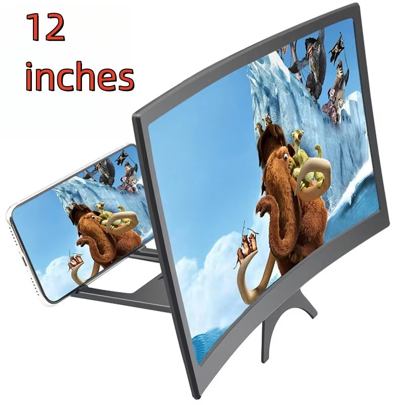 Mobile Phone Curved Screen Magnifier 12-Inch Curved Screen Magnifier Mobile Phone Portable Desk Holder Ultra Clear