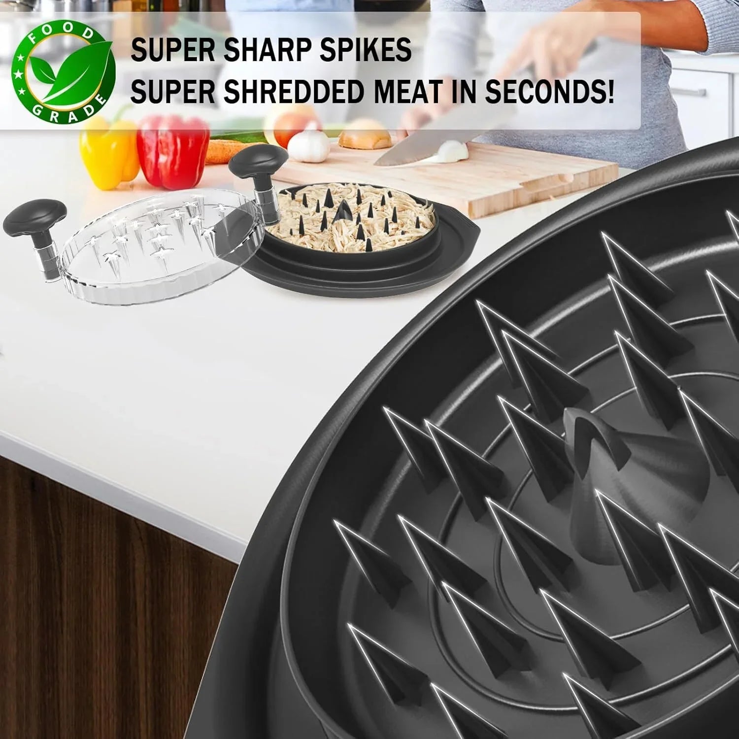 Chicken Shredder, 10.8" Visible Chicken Breast Shredder Tool Twist, Large Meat Shredder Machine - Ergonomic Handle, Dishwasher Safe, Anti-Slip, Cleaning Brush, Heat Resistant, BPA Free