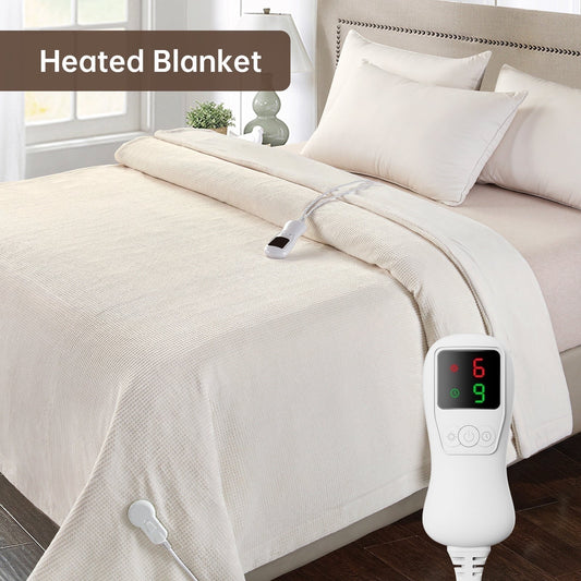 Heated Blanket Full Size, Washable Heated Blanket Electric, Electric Blanket, Cream, 72" X 84", Blanket Warmer Heating Blanket Heat Warming Blanket Electric Blanke Heater
