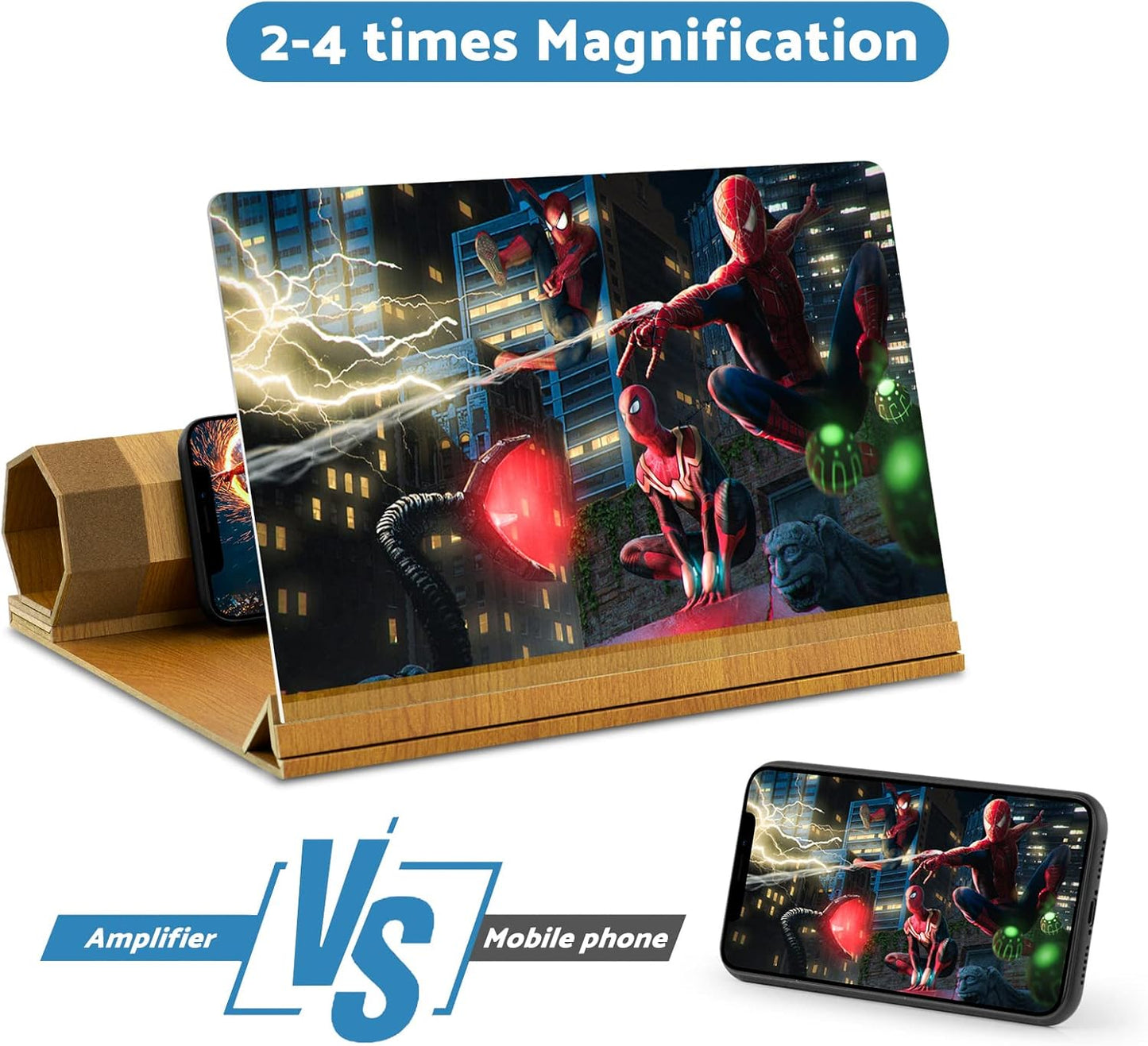 16' Screen Magnifier for Smartphone, Mobile Phone 3D Magnifier Screen Expander with Passive Light Source, Foldable Phone Stand for Movies and Gaming, Beige