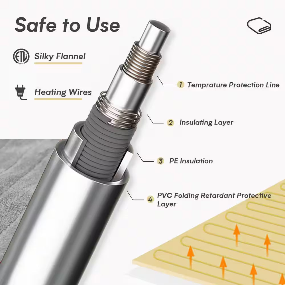 Electric Heated Blanket Light Grey