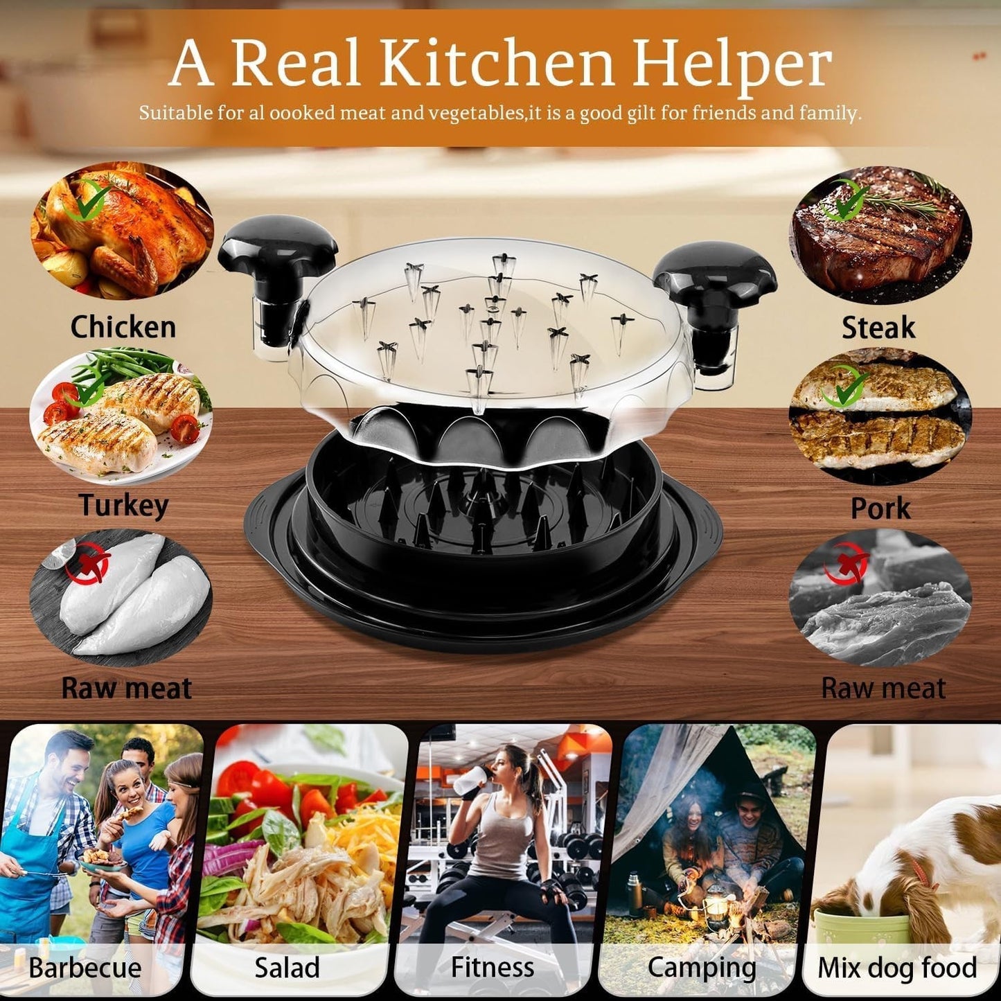 Large Chicken Breast Shredder Tool, Multifunctiona