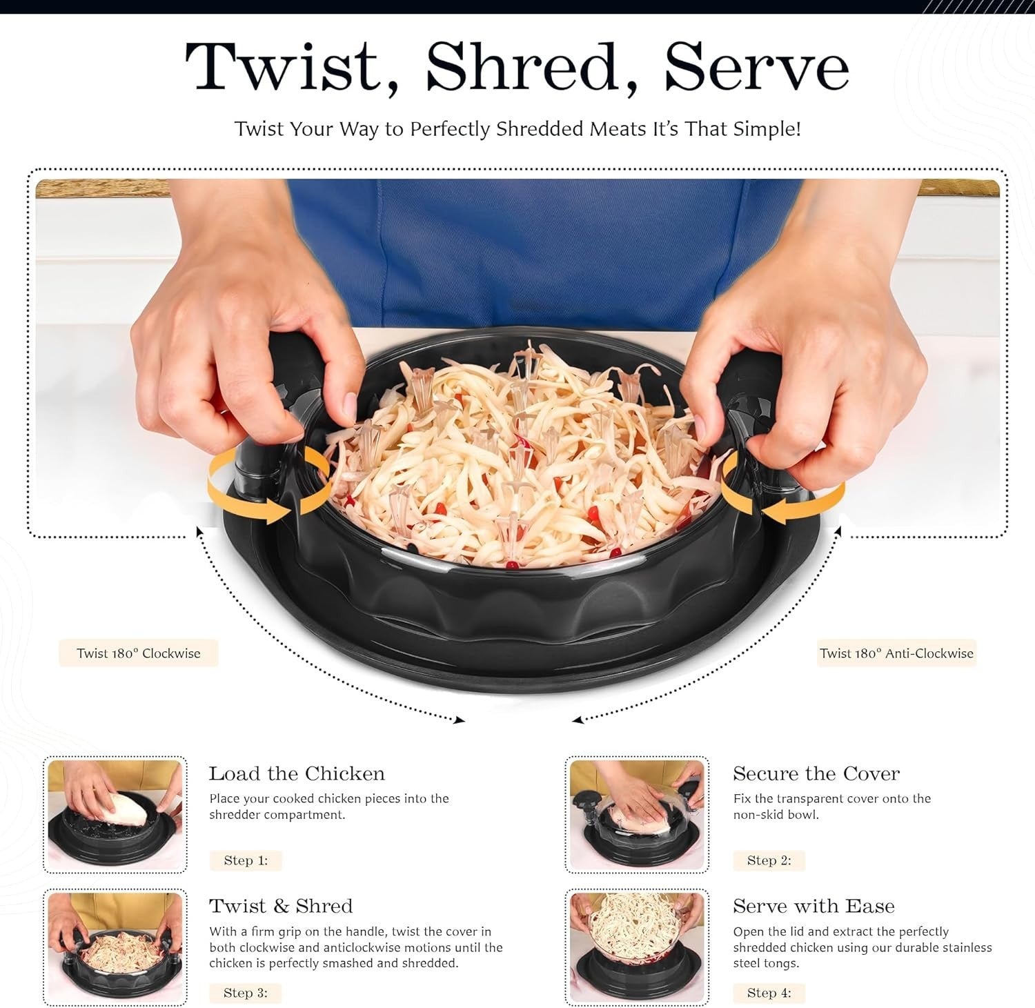 Large Chicken Breast Shredder Tool, Multifunctiona