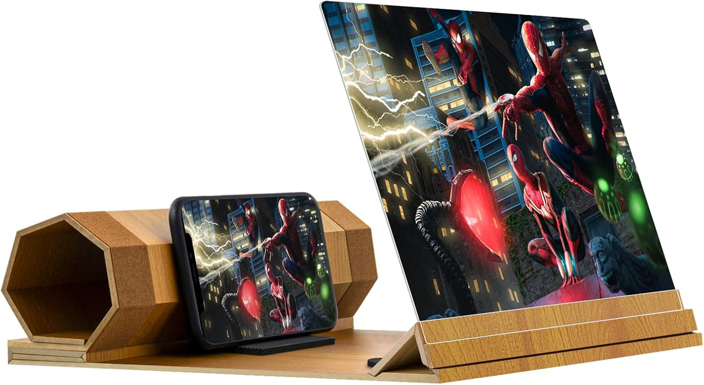 16' Screen Magnifier for Smartphone, Mobile Phone 3D Magnifier Screen Expander with Passive Light Source, Foldable Phone Stand for Movies and Gaming, Beige